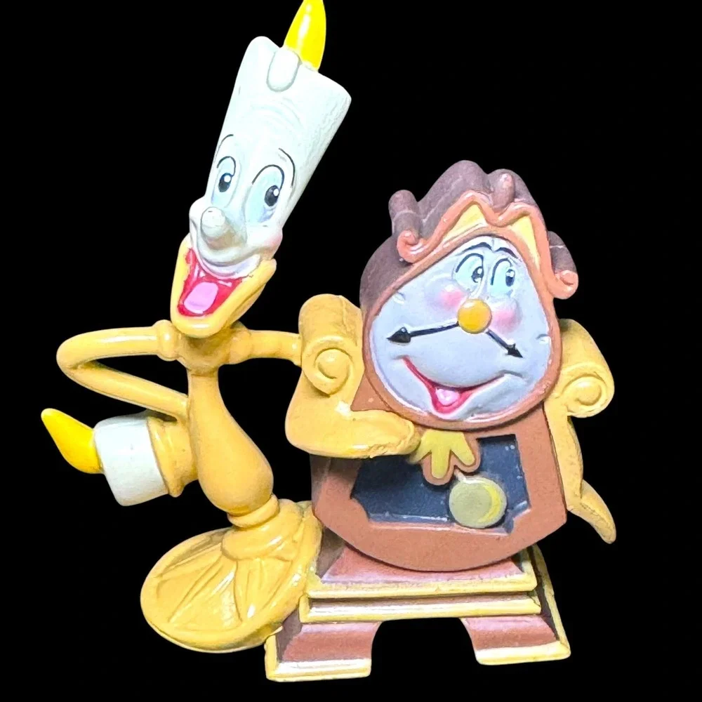 Disney Beauty And The Beast Figures Belle Cogsworth Lumiere Cake Topper Lot Of 4